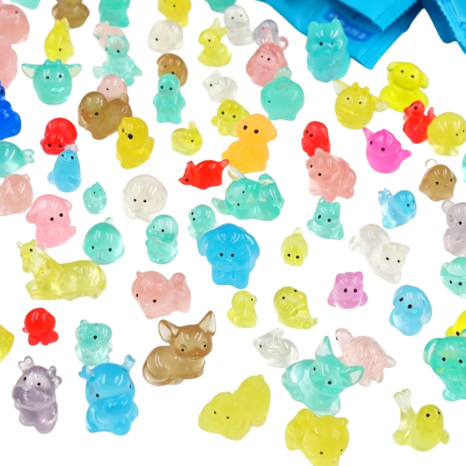 80 Count Blind Bags Resin Animals Mystery Bags, Glow in The Dark Miniature Figures for Fairy Garden Decor, Dollhouse Accessories, Collectible Ornaments & Party Decorations, Surprise Collectible Animal