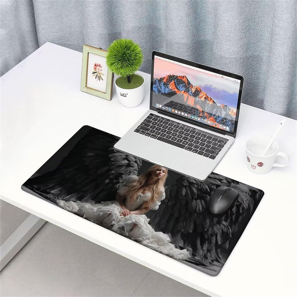 Alfombrilla de Mouse para Juegos, Nero, XXL, Antideslizante, Impermeable, Diseño de Angelo, Extendido, Grande, 1200x600x3mm, para PC, Laptop, Ufficio, Famiglia d-471