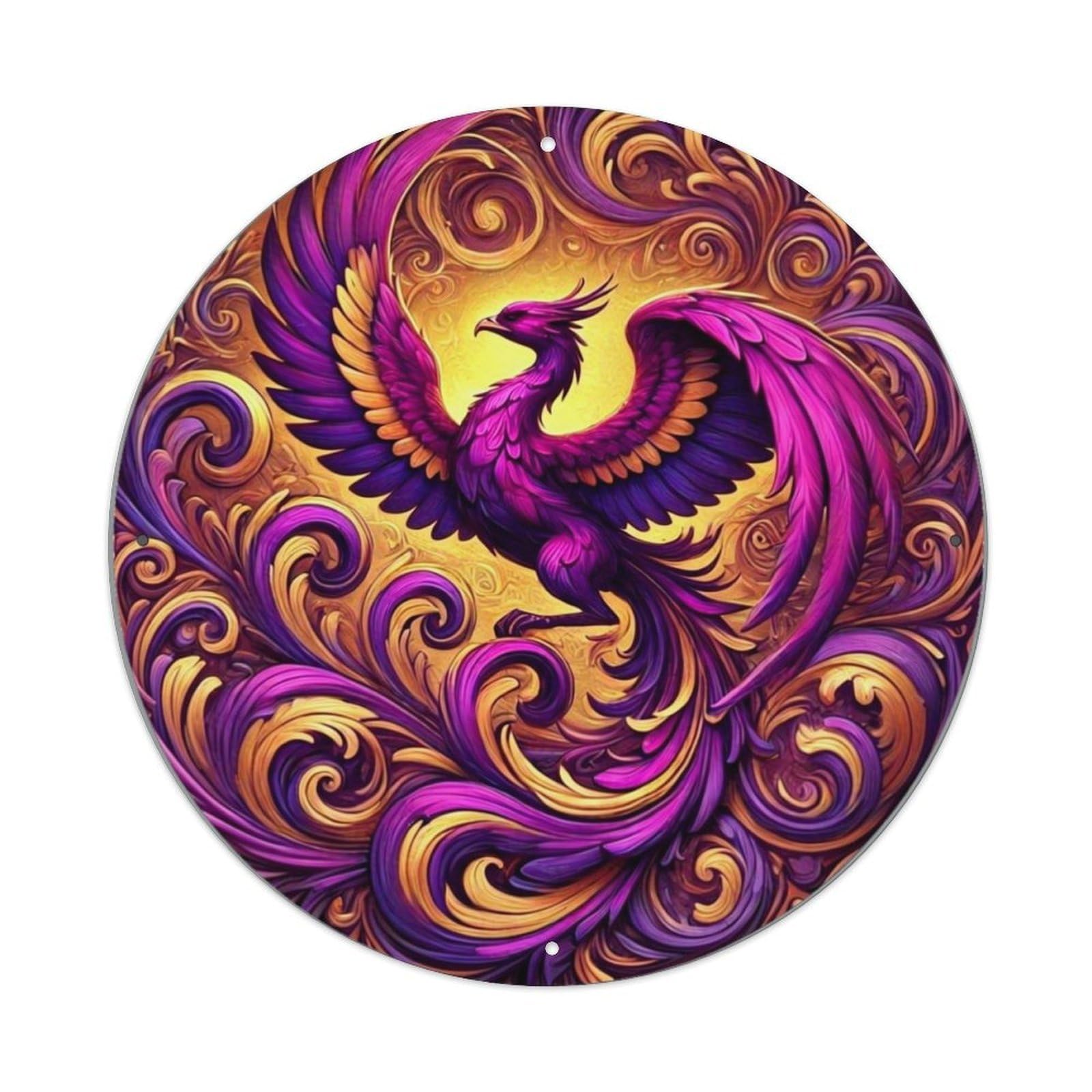 Vibrant Phoenix Swirl Art Print Retro Metal Tin Sign, Vintage Metal Poster for home, Gaming Room, Studio Workshop,Bar,Garage Wall Art Decor 8x8 inch