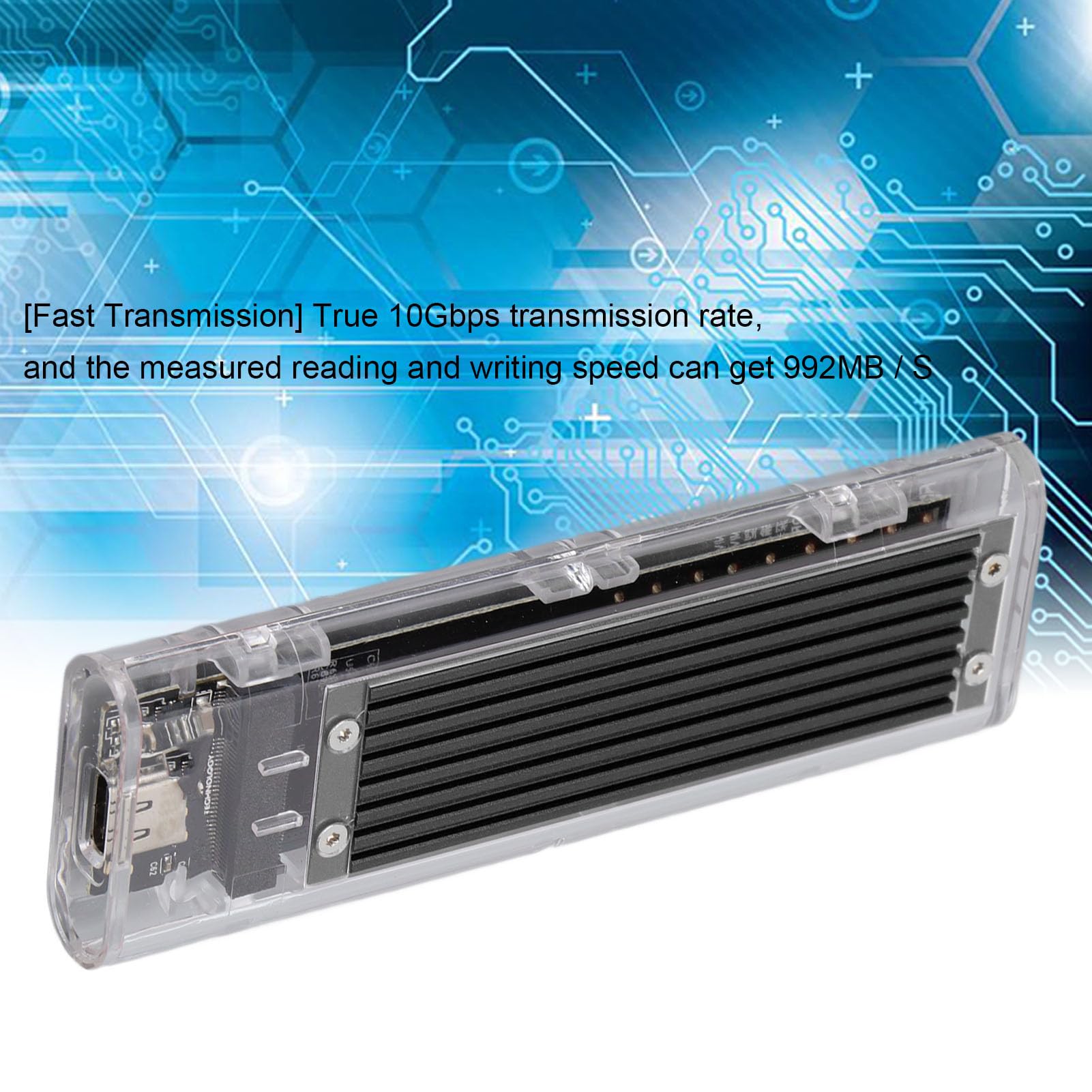 Vikye Adattatore per Disco Rigido Esterno Trasparente, Convertitore USB 3.1 Gen2, 10 Gbps, velocità di Trasmissione Reale di 10 Gbps per Giochi su Larga Scala (BLACK)