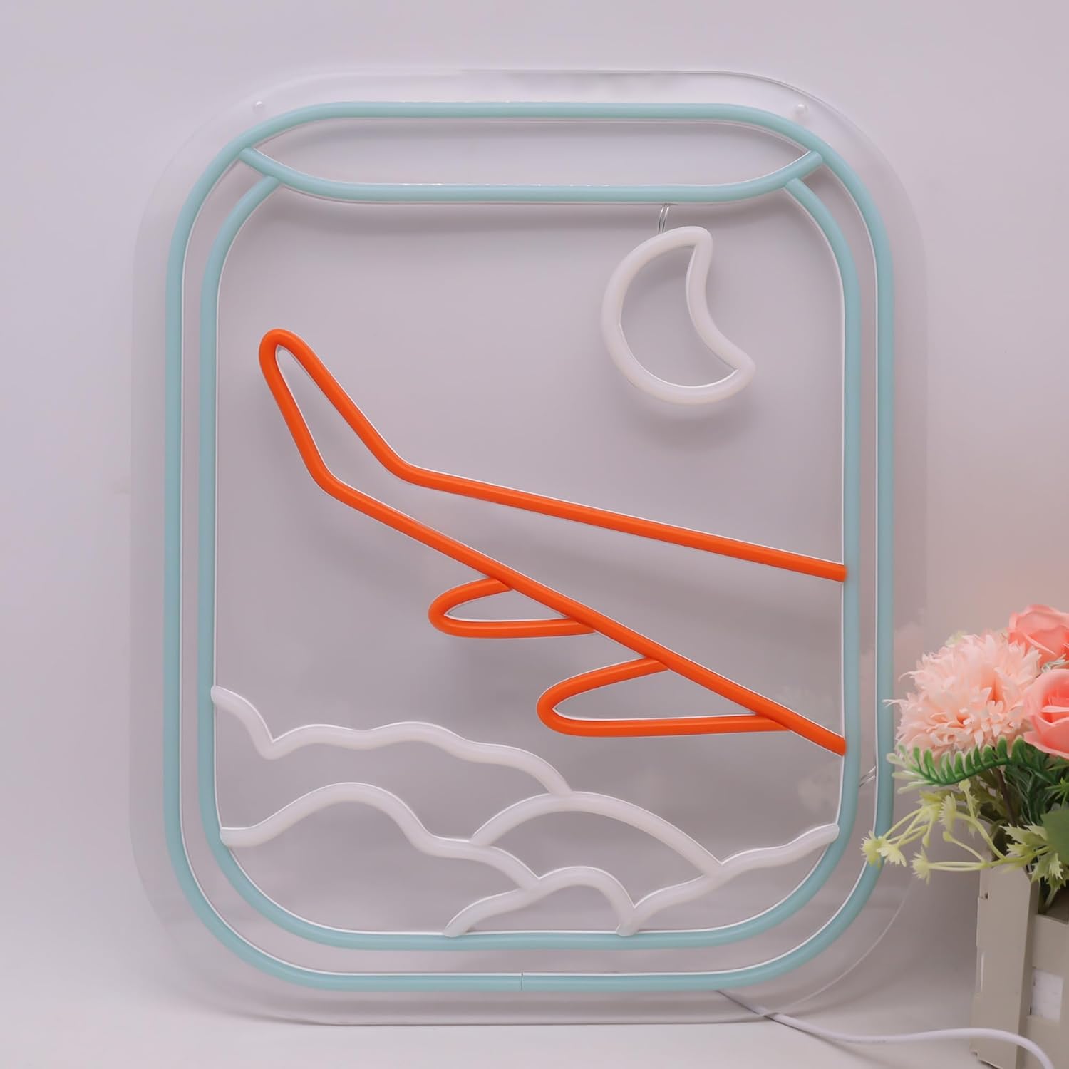 Airplane Window View Neon Sign LED Neon Lights for Wall Decor, Bedroom, Living Room, Game Room, Party Decoration, Travel Theme Neon Light Sign for Home, Bar, Dorm, and Gift Ideas