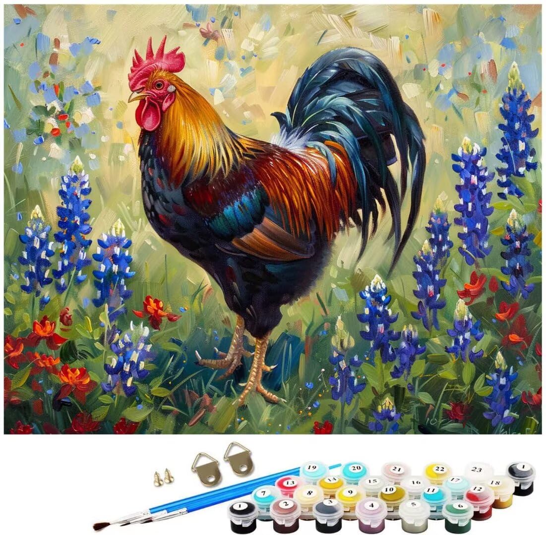 Malen Nach Zahlen Huhn DIY Malen nach Zahlen für Erwachsene, DIY Öl Gemälde Anfänger für Kinder, DIY Malen Nach Zahlen mit Pinseln und Acrylfarben, für Home Wall Décor (Ohne Rahmen) 100x120cm WK-84