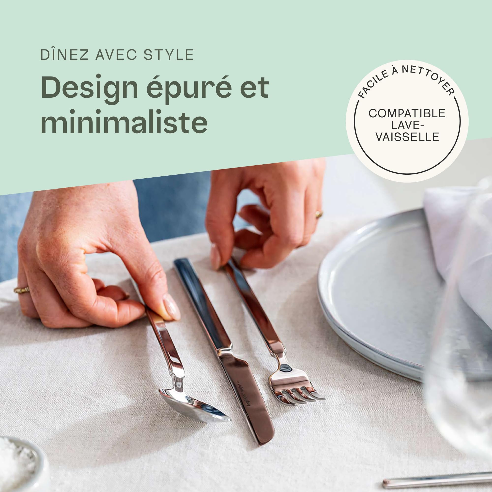 BergHOFF Home Coffrets de table – menagere 72 pièces – Service de table pour 12 personnes – couverts inox- cutlery set– Finition mate – Passe au lave-vaisselle
