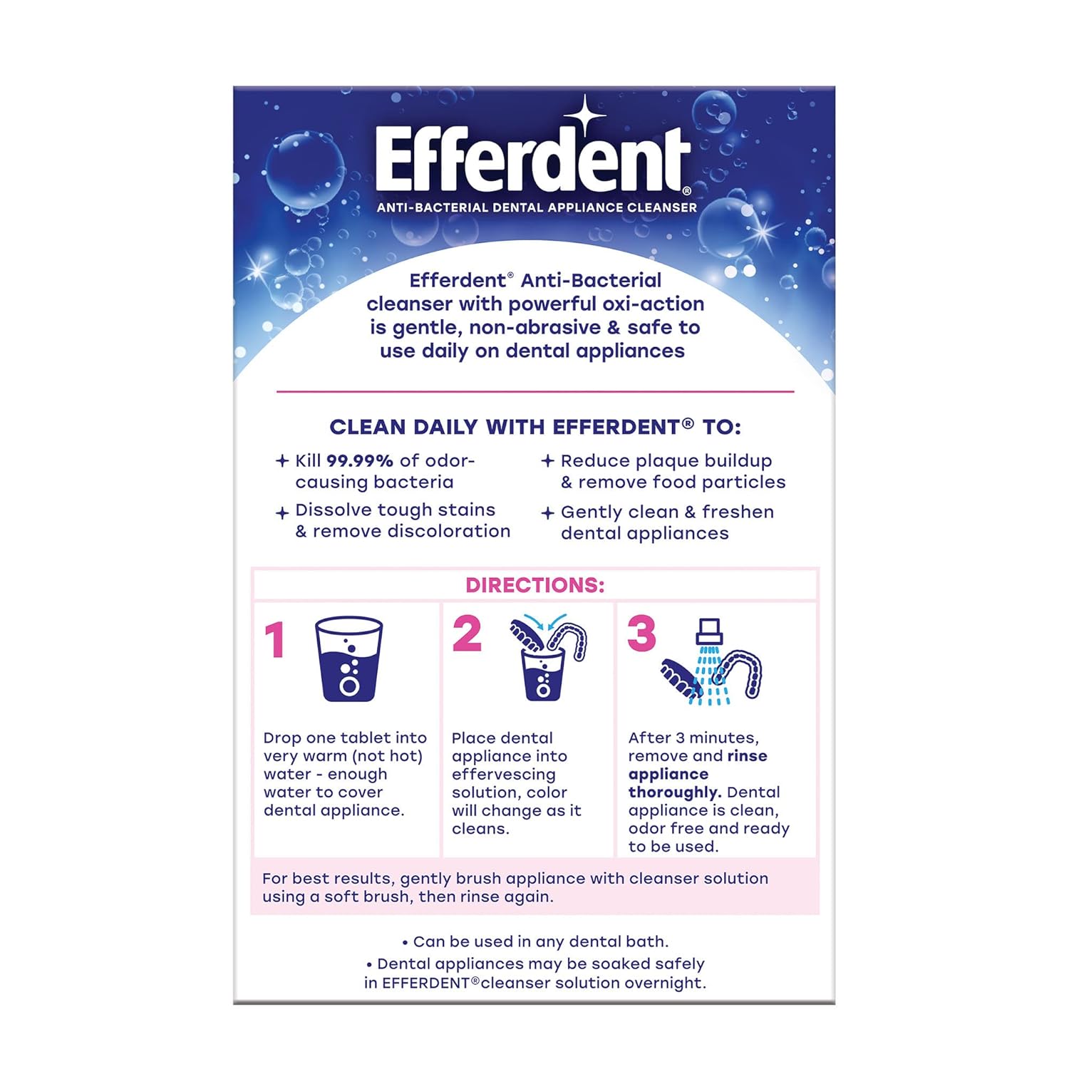 Buy Efferdent Retainer & Denture Cleaner Tablets, Complete Clean , 102