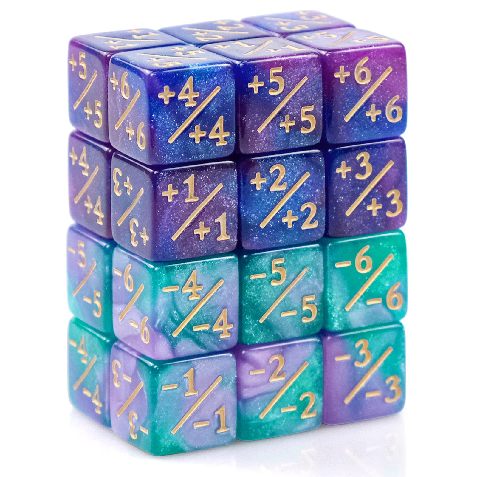 Set De 24 Dés Compteurs Violets – D6 15 Mm, Positifs Et Négatifs, Pour MTG, CCG Et Jeux De Cartes