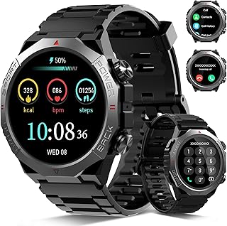 Qecnato Smartwatch Uomo Militare, 1.39" HD Orologio Smart watch con Chiamate Bluetooth, Tracker Attività con Sonno/Cardiofrequenzimetro, 110+ Modalità Sportive, IP68 Impermeabile per Android iOS, Nero