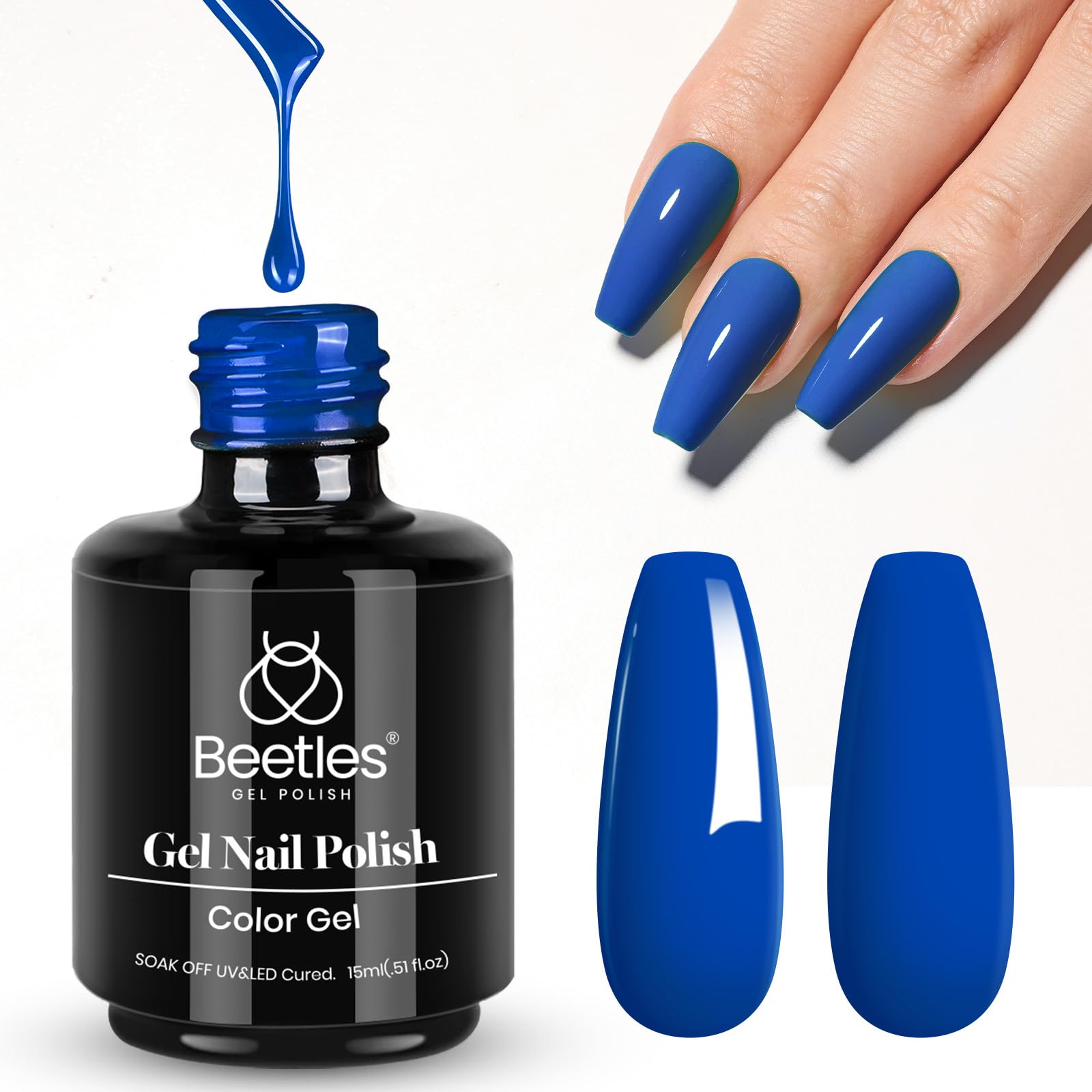 Beetles Blue Gel Nail Polish, 15ml | Cobalt Color All Season Nail Art - main product image