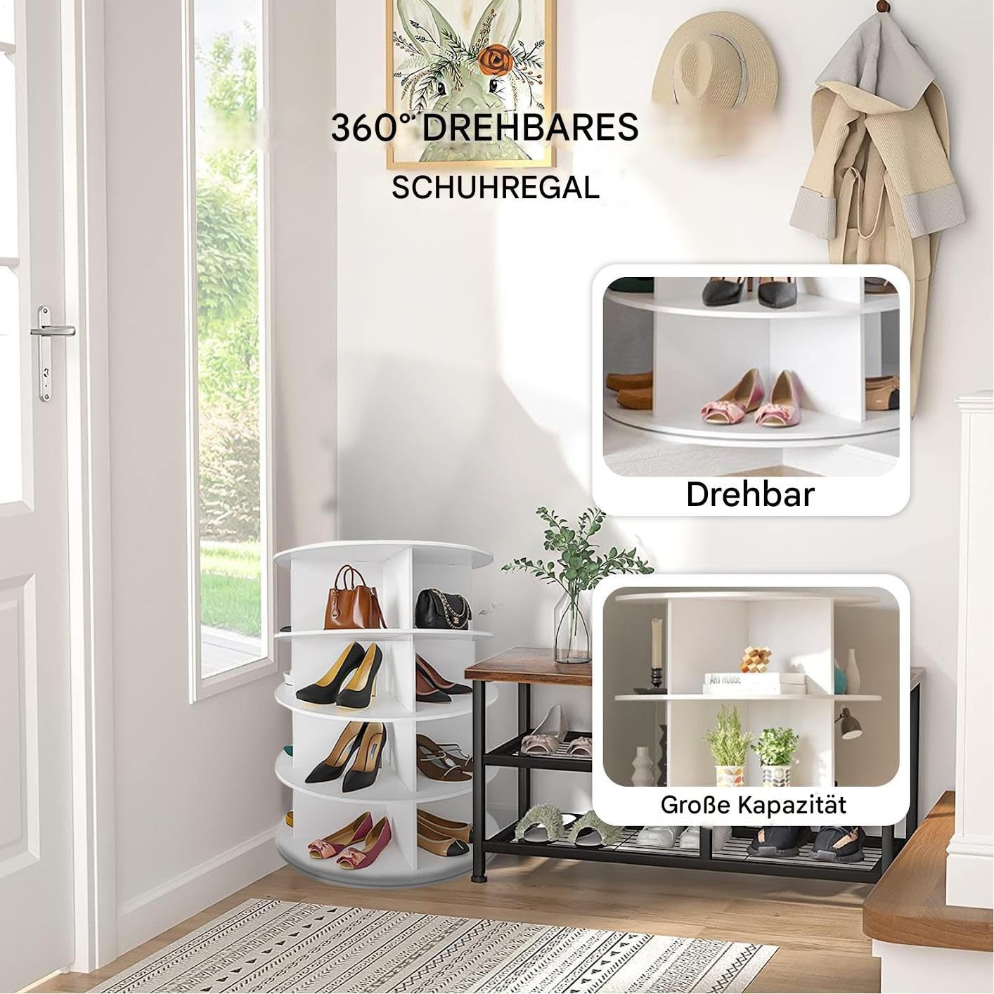 Drehbarer Schuhregalturm 4 Ebenen 360 Grad Lazy Susan Schuhdisplay Schrankorganisation