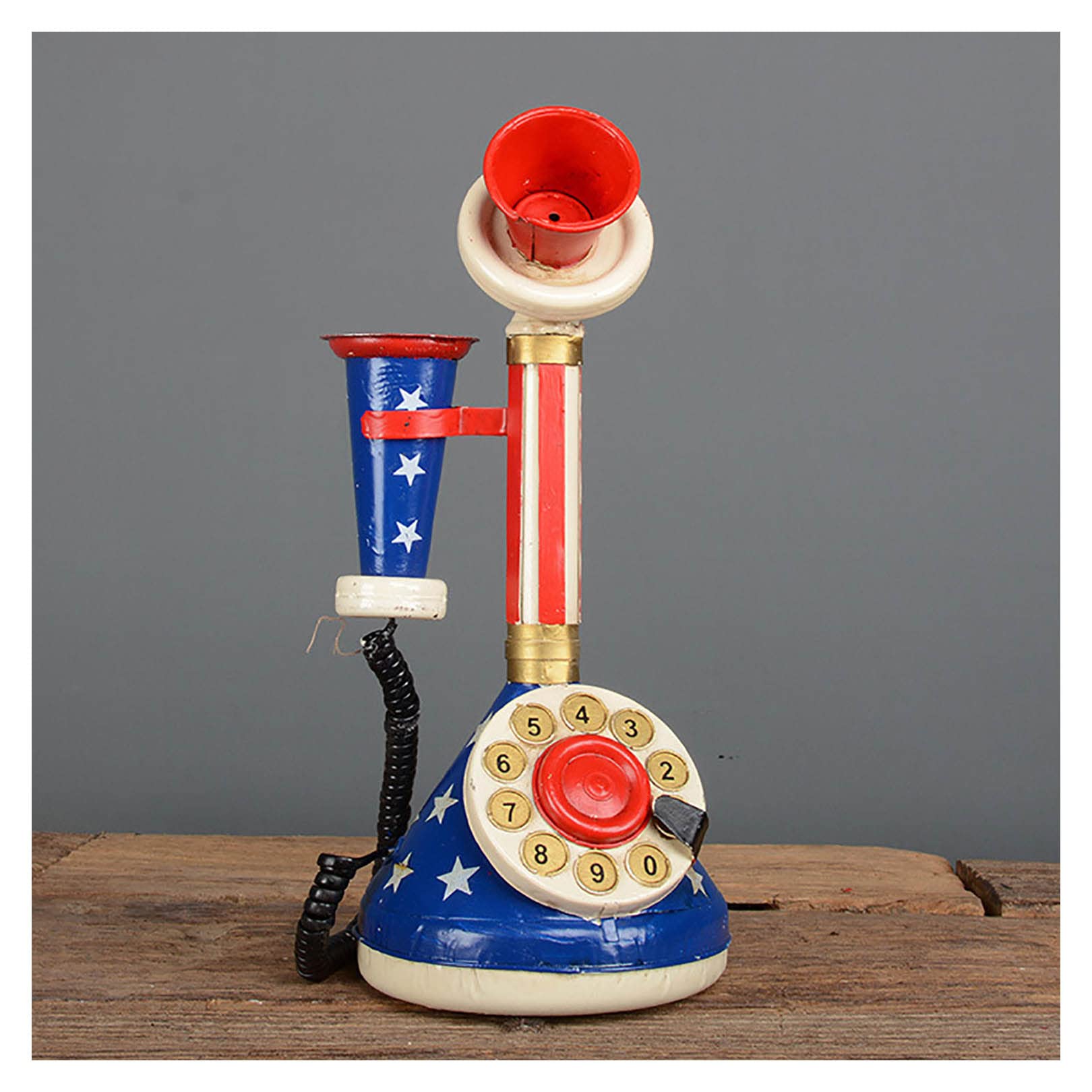 Téléphone bleu vintage mural objet d'art haut de gamme pour maison