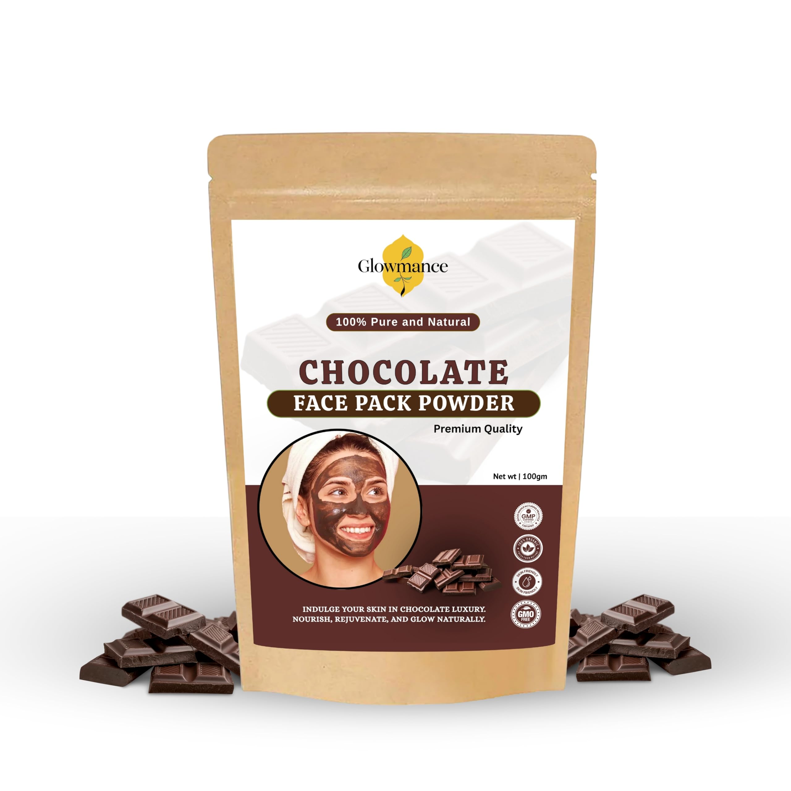 Glowmance Chocolate Face Pack Powder – 100 gm | Deep Nourishing