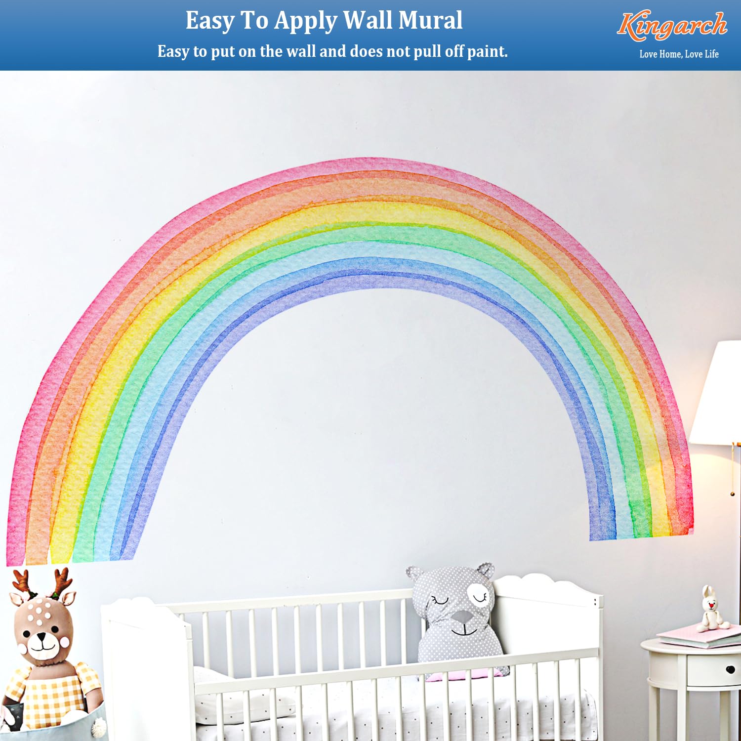 Grands autocollants muraux amovibles en vinyle aquarelle arc-en-ciel pour chambre d'enfant, chambre d'enfant, salon, salle de jeux