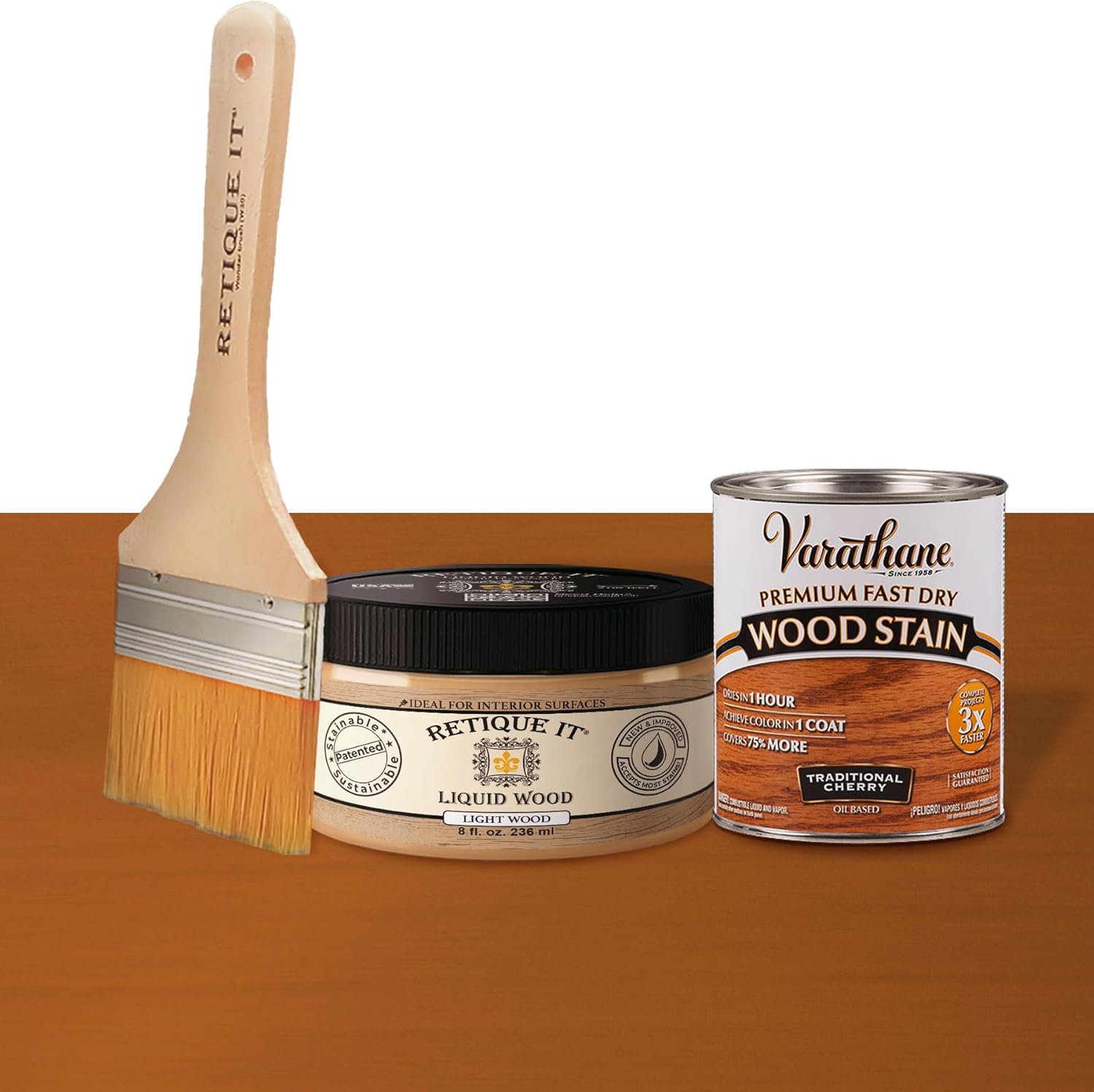 Liquid Wood for Gel Stain & Wood Stain by Retique It - 16oz Light (Perfect Companion to Chalk Furniture Paint, Milk Paint & Cabinet Paint) Beyond Faux Wood Look Paint (8oz, 45 Traditional Cherry)