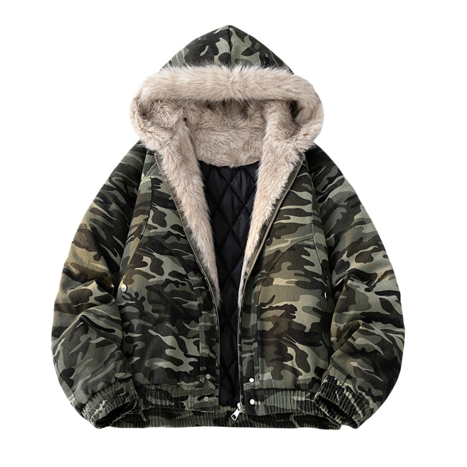 Generico Piumino Uomo 100 Grammi, Cappotto Uomo Invernale,Stile Invernale con Cappuccio Finto Staccabile Giacca Isolante Pesante per Abbigliamento Casual da Esterno per Climi Freddi