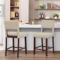 Vista 8 de Giantex Juego de 4 taburetes de bar de 24.5 pulgadas de altura de mostrador, taburetes de bar de lino con respaldo, patas de madera de goma, carga