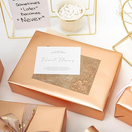 Miniatura 2 de Yarcony Rollo de papel de regalo metálico de oro rosa  17 pulgadas x 33 pies  Color sólido mate de lujo para regalo de cumpleaños, bodas, baby