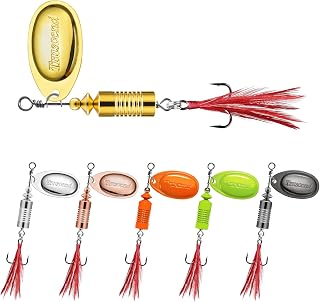 TRUSCEND Señuelos Giratorios para Pesca con Jig o al Agua Viva en Agua Dulce y Salada, Señuelos Rooster Tail para Trucha, Lubina, Lucioperca, Salmón y Lucio, Spinners de Pesca con Doble Cuchilla