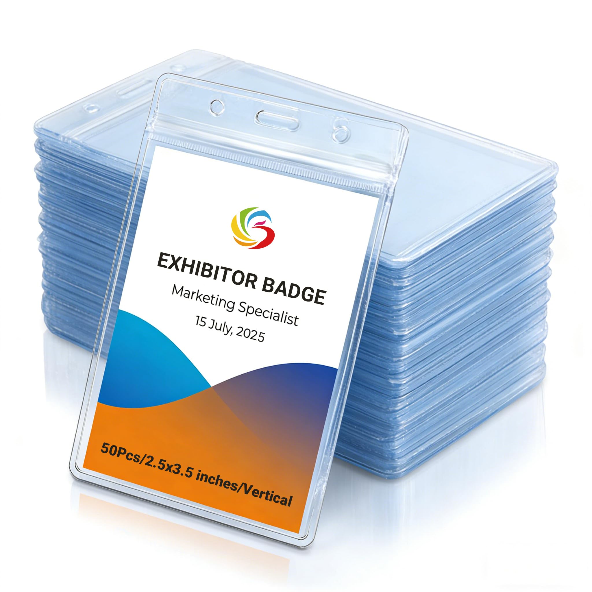 2 5x3 5 Inches Vertical Badge Holde Waterproof Clear ID Card Holder Resealable Zip Type Protector with Office