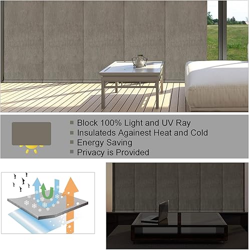 Miniatura 9 de LETAU Paneles deslizantes, persianas verticales para puertas correderas, ventanas grandes, espacios abiertos y divisores de habitación, 50% opaco,