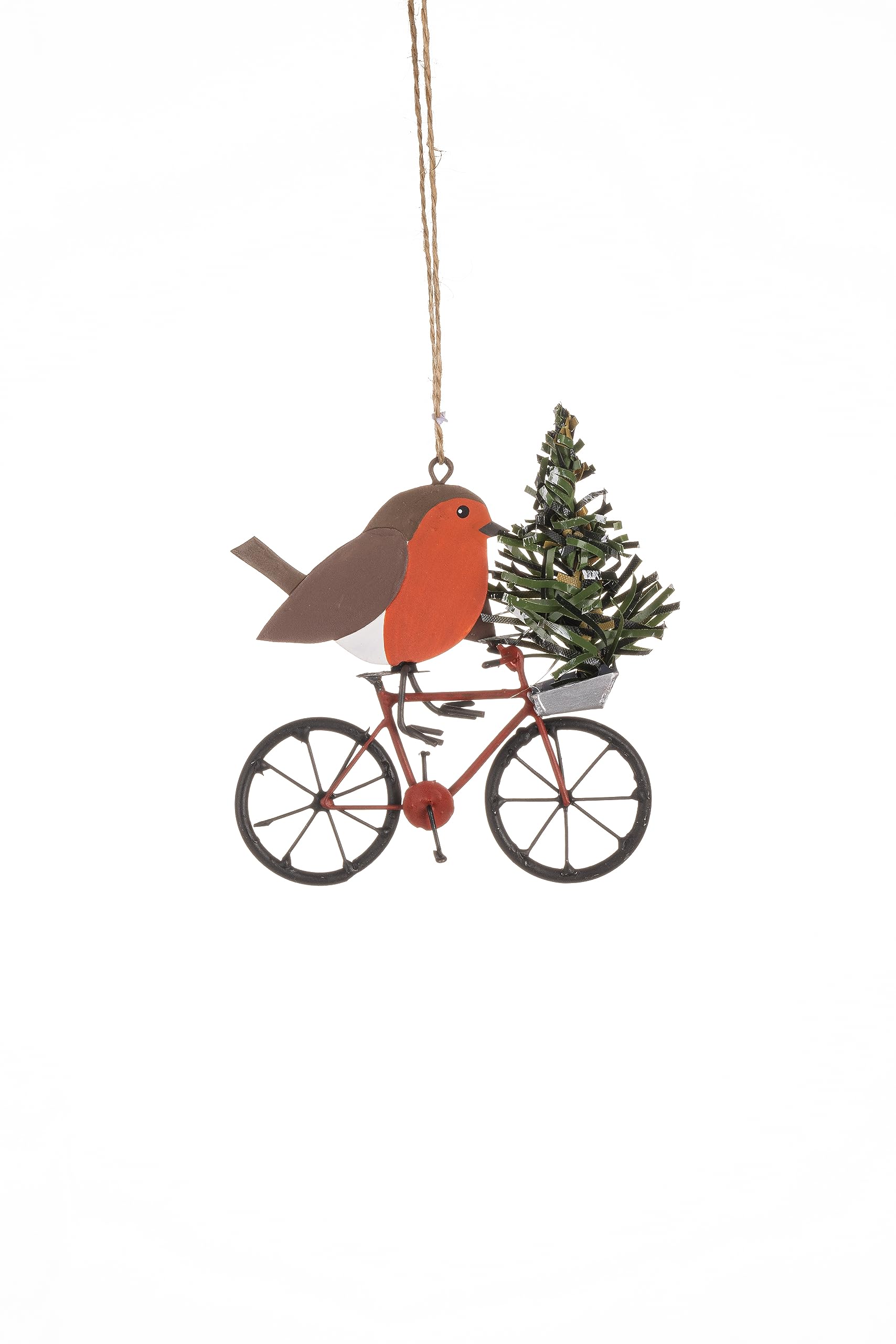 Shoeless Joe Silver Robin On Bike Christmas Tree Hanging Ornament