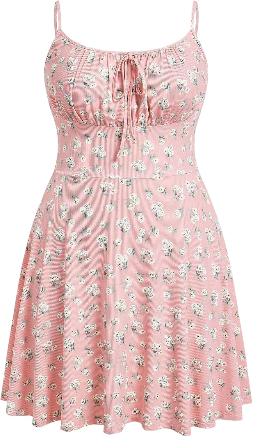 Verdusa Women's Plus Size Floral Summer Dresses Boho Short Sundress Holiday Cami Flowy Dress