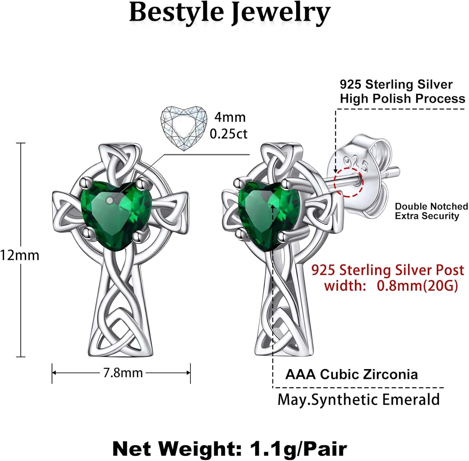 Bestyle 925 Sterling Silver Huggie Hoop Earrings Small Birthstone Hoop Earrings for Women Hypoallergenic Silver Huggie Earring,Great Birthday Earrings Gift for Daughter Wife Mom - Image 6