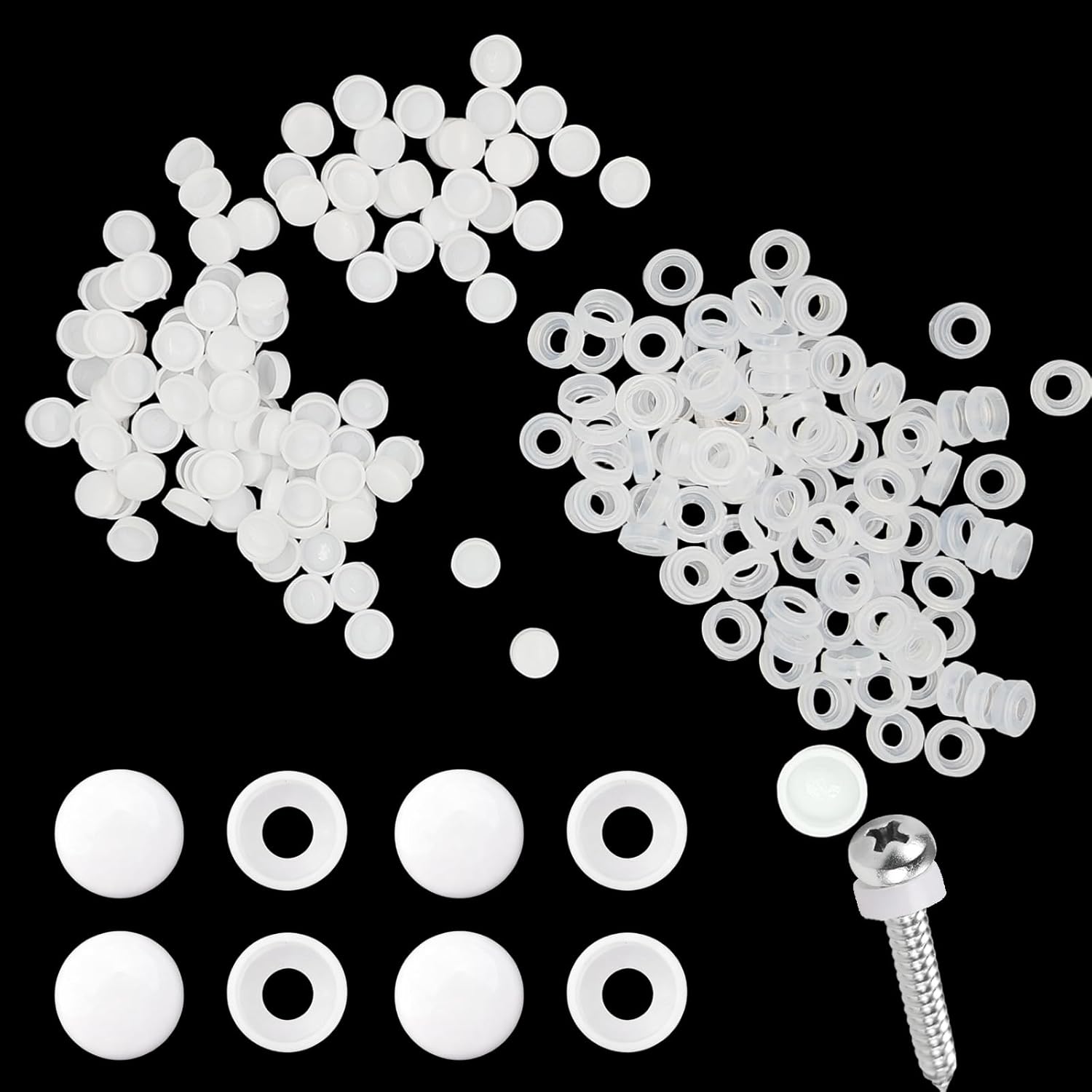 100 Sets White Screw Covers Plastic Caps Decorative Dome Cap for Screws Nails and Outlet Holes White Cover to Protect Screw Heads and Fill Holes Plastic Cap Accessories