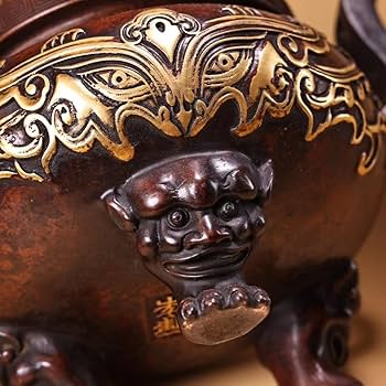 中国古美術・旧蔵鏨刻鎏金の獣面熏香炉・純赤銅细密彫・高浮彫・置物・茶道具・箱付き Amazon.co.jp: 中国古美術・旧蔵鏨刻鎏金の獣面熏香炉・純赤銅