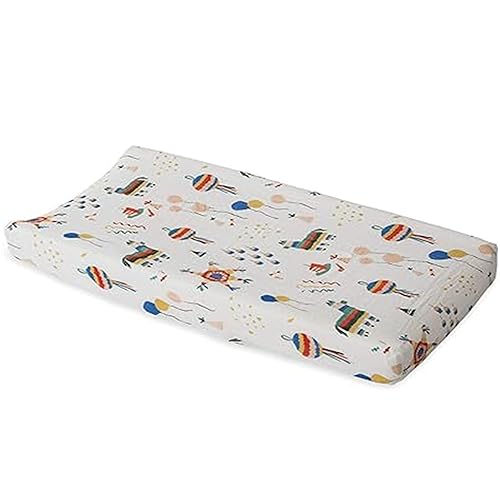 Miniatura 1 de Red Rover Funda para cambiador de muselina para niños, 16 x 32 pulgadas, 100% algodón, lavable a máquina, tamaño estándar, agujeros cosidos para