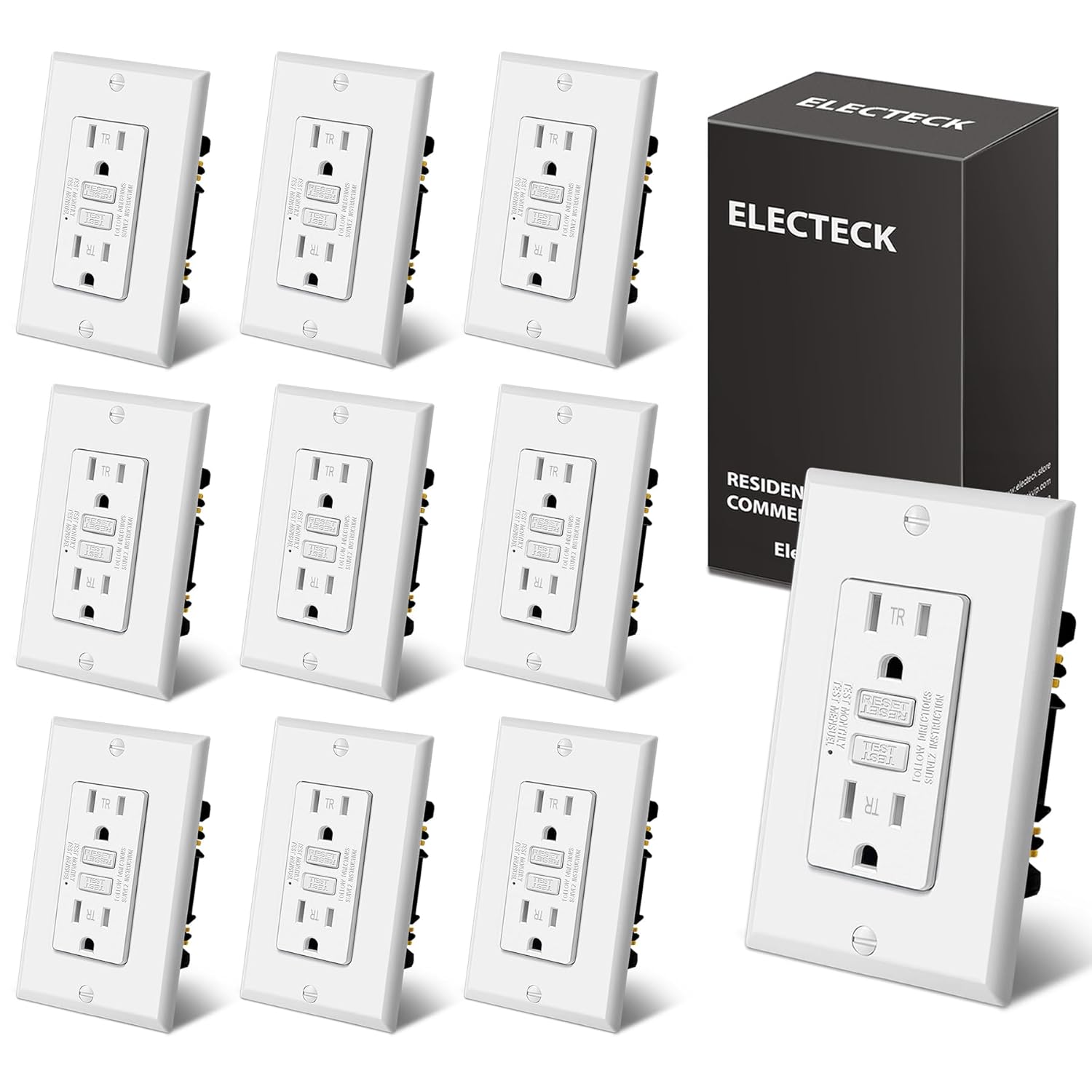 Snapklik.co : ELECTECK 15 Ap GFCI Outlets, Taper Resistant, Self