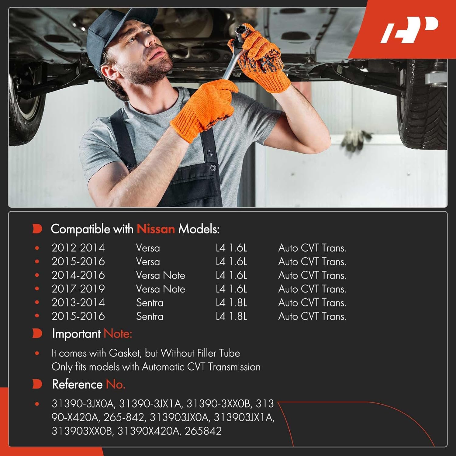 A-Premium Transmission Oil Pan with Gasket Compatible with Nissan Sentra 2013-2016 Versa 2012-2016 Versa Note 2014-2017 1.6L 1.8L GAS Automatic CVT Transmission