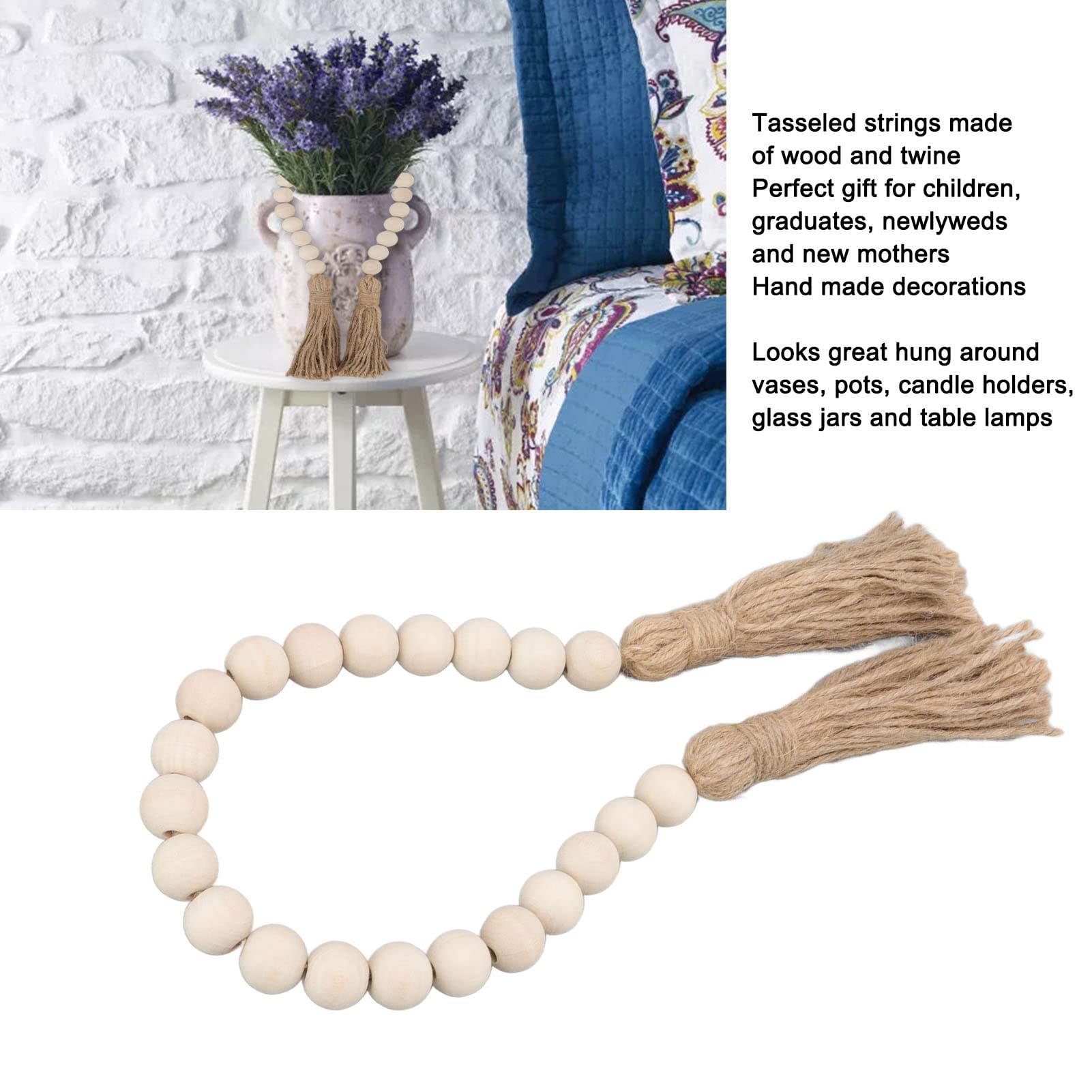Decorazione Parete Naturale Ghirlanda Parete Perle Di Legno Con Nappe SHTGOI - Decorazione Boho Per Soggiorno E Camera Perle Preghiera Decorativa