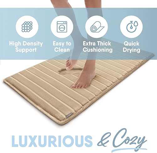 Miniatura 4 de MICRODRY - SoftLux - Tapetes de baño de espuma viscoelástica con infusión de carbón para baño, tapete de baño absorbente, alfombras de baño con base