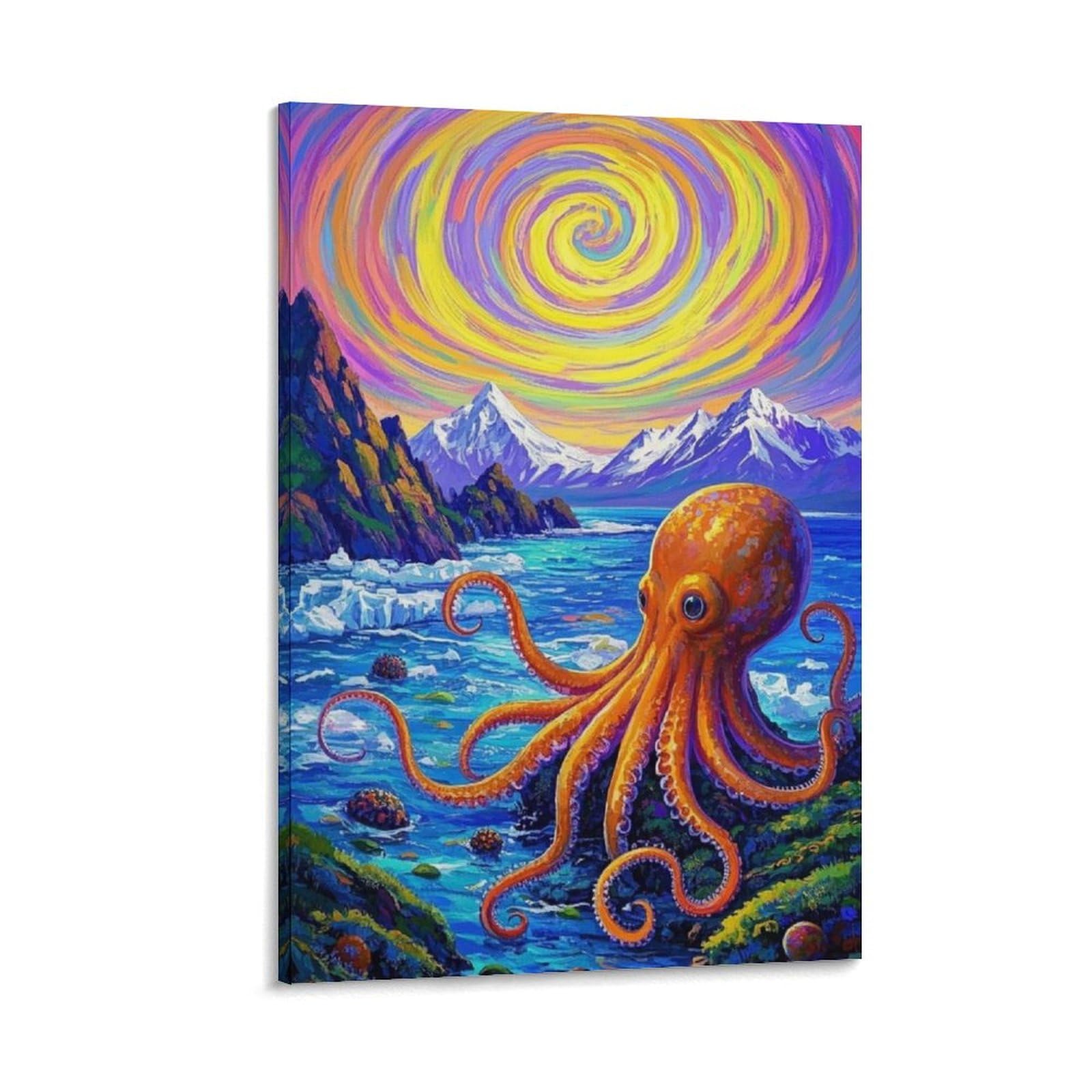 ESPLJQRYX Octopus Poster Artwork Canvas Prints Picture Modern Wall Art Picture Wall Hanging for Dining Room Kitchen Home Office Decor 08x12inch(20x30cm)