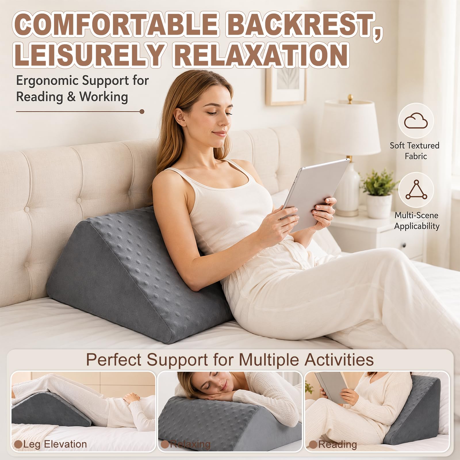 Almohada venosa de espuma viscoelástica, almohada para piernas y rodillas para elevar las piernas, almohada para rodillas para dormir de espalda, alivia las piernas y promueve el bienestar