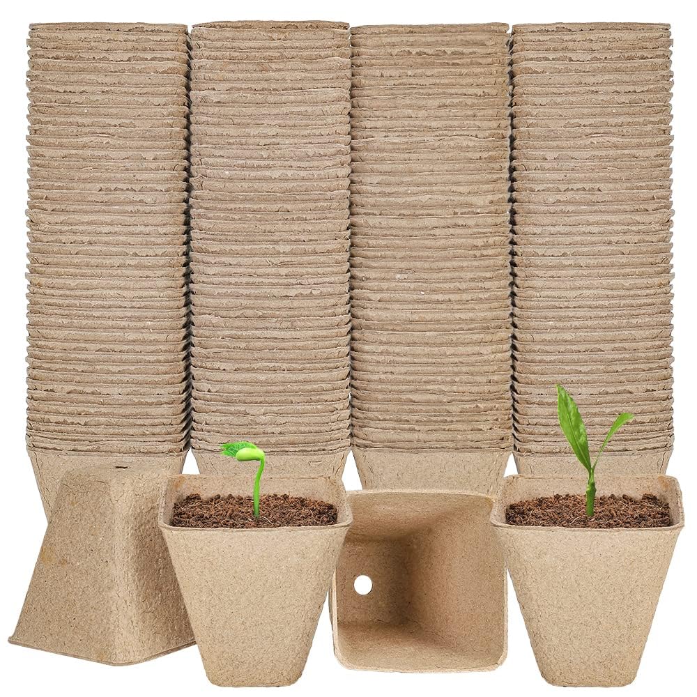 MTRoyaldia 50 Packs Square Peat Pots, 3.15 Inch Seed Starting Pots with Drainage Holes Square Nursery Pot,Biodegradable Eco-Friendly Round Plant Seed Starter Peat Pots Germination Seedling Trays-image-33
