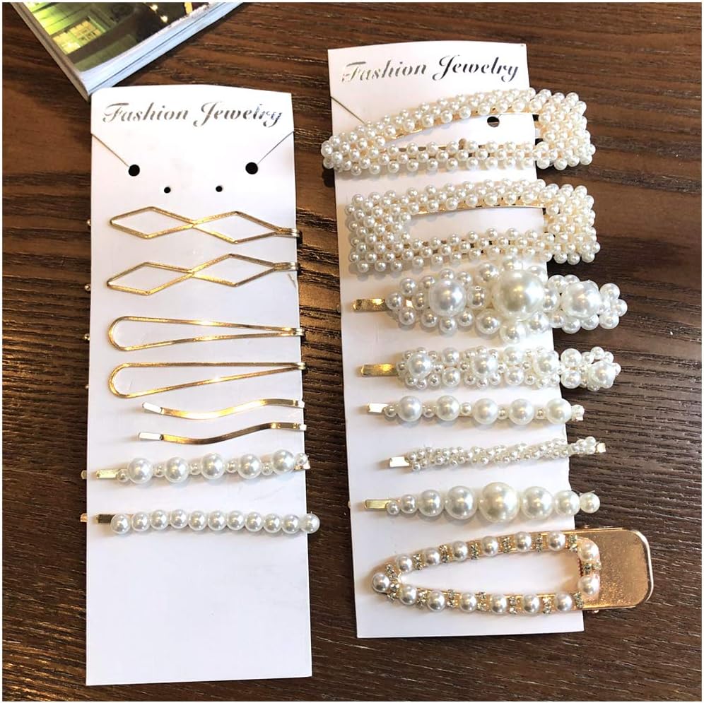 16 Pcs Pearl Hair Clips for Women Girls- Bride/Wedding/Fashion Beauty/Gifts,Simple Hair Clips Bling Grace Charm