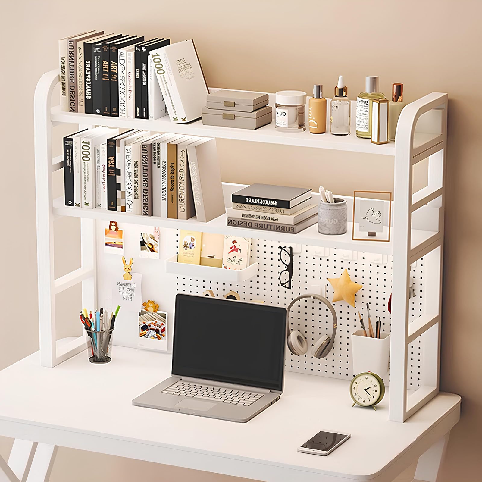 Étagère De Bureau Heyijia - Rangement à Plusieurs Niveaux Avec Tiroirs - Blanc, Bois Massif Ou Marron - 80/100/120cm