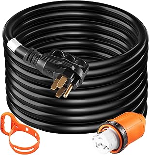 VEVOR Heavy Duty Generator Cord, 25 Feet Generator Power Cord, 50AMP ETL Listed Cord, 12000 Watts Black Cable, SS2-50R Generator Plug, SS2-50P Extension Cord, 125/250V Generator Wire w/Portable Strap