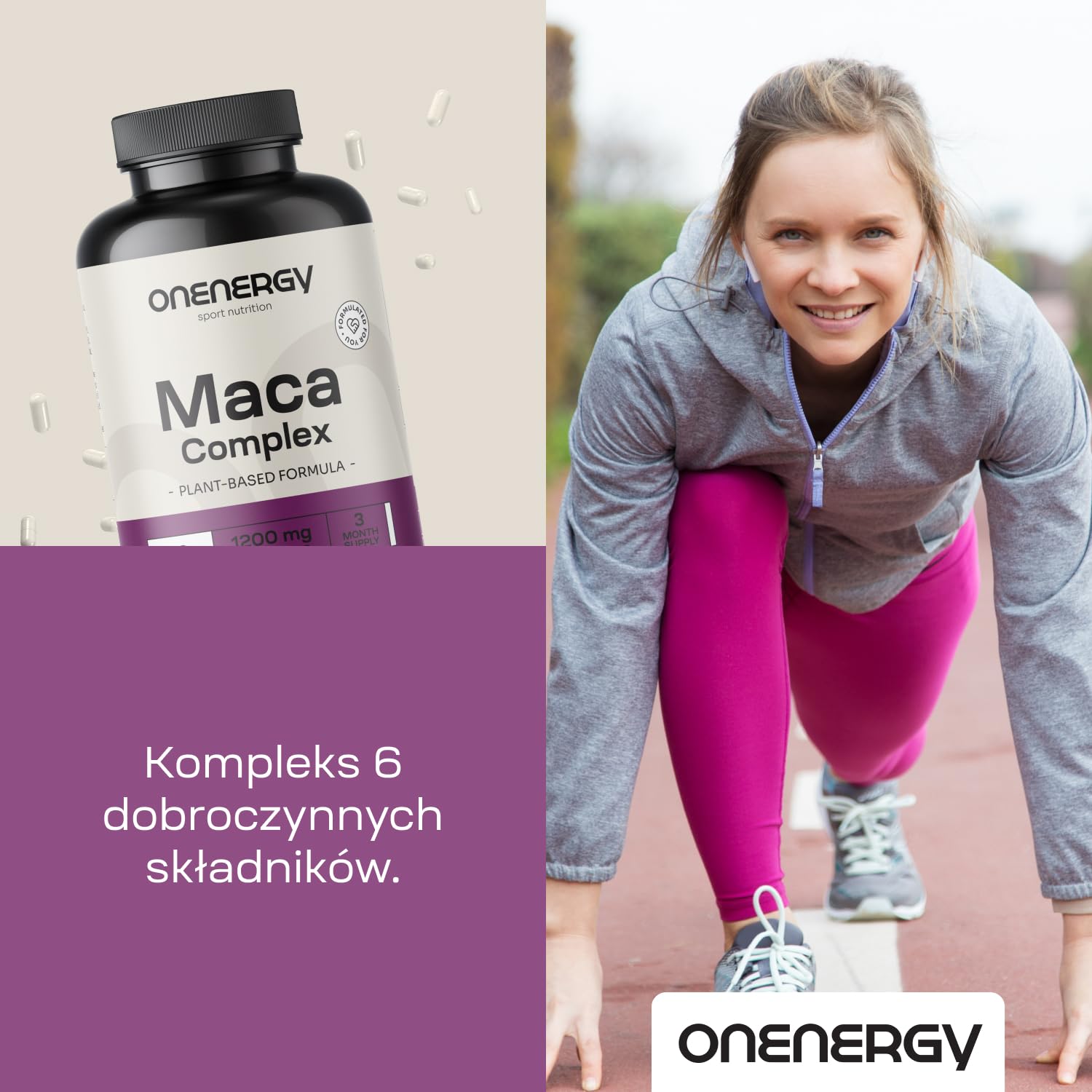 Maca kompleks 1200 mg - Wyciąg 20:1-90 kapsułek - Zawiera L-argininę, cynk, kozieradkę, jabłczan L-cytruliny i czerwony żeń-szeń - Dla mężczyzn i kobiet - Zapas na 3 miesiące