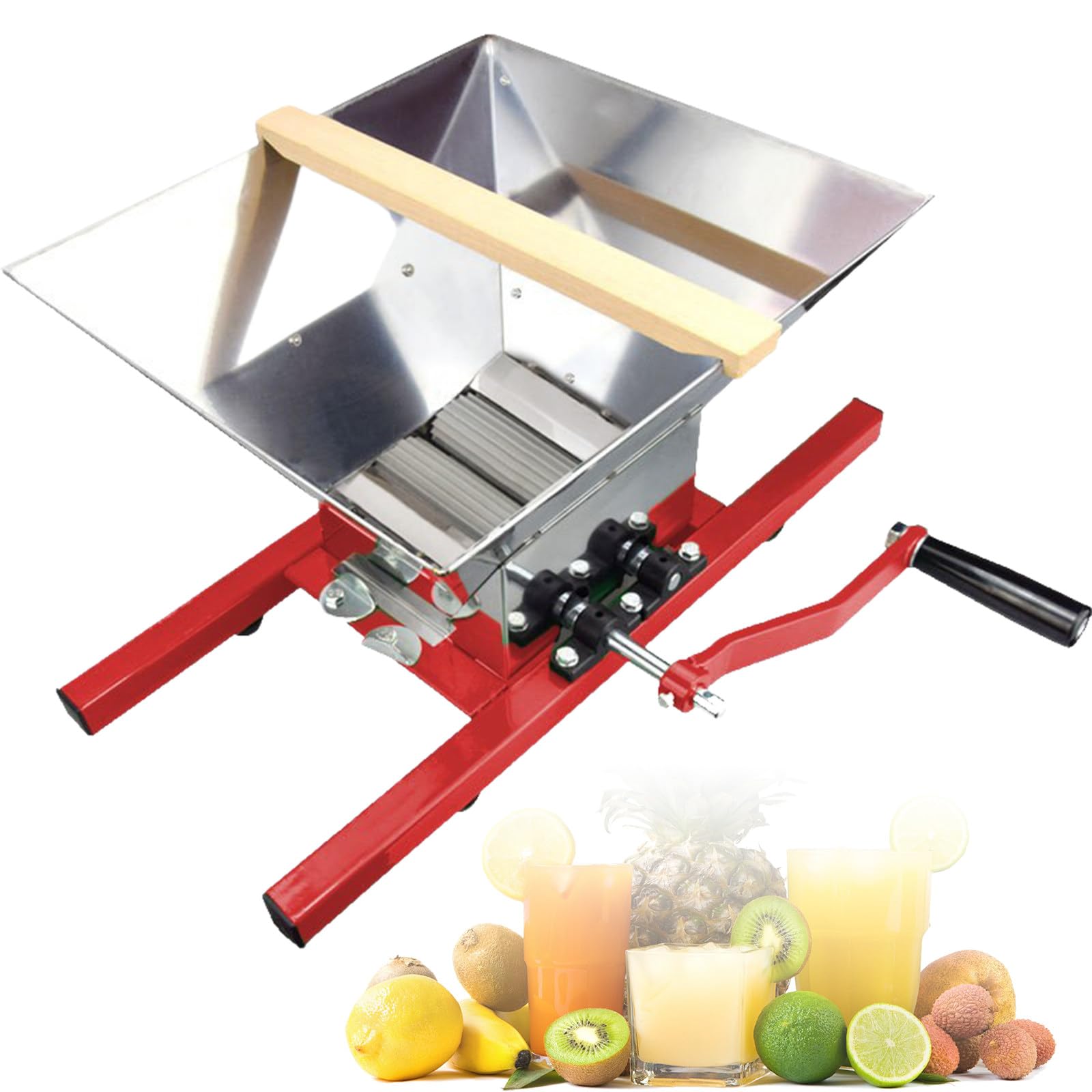 MáQuina De Molinillo De Frutas, Prensado En FríO para Jugos Frescos Y De Bayas, con Mango De Rodillo, para Uvas, Bayas, Peras, Melocotones, Ciruelas, CíTricos Red
