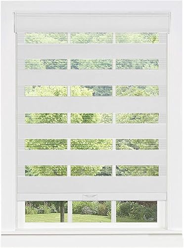 PowerSellerUSA Persiana enrollable sin cordón, de doble capa, con diseño de cebra, con control de luz y de privacidad, 36 x 72 pulgadas, color gris