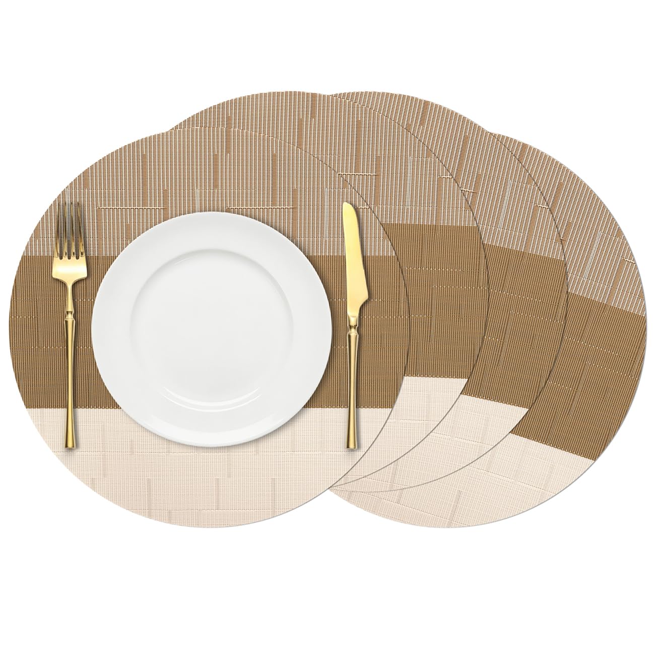 Chitomars Round Placemats Set of 4, 15 Inch Vinyl Heat Resistant Place Mats
