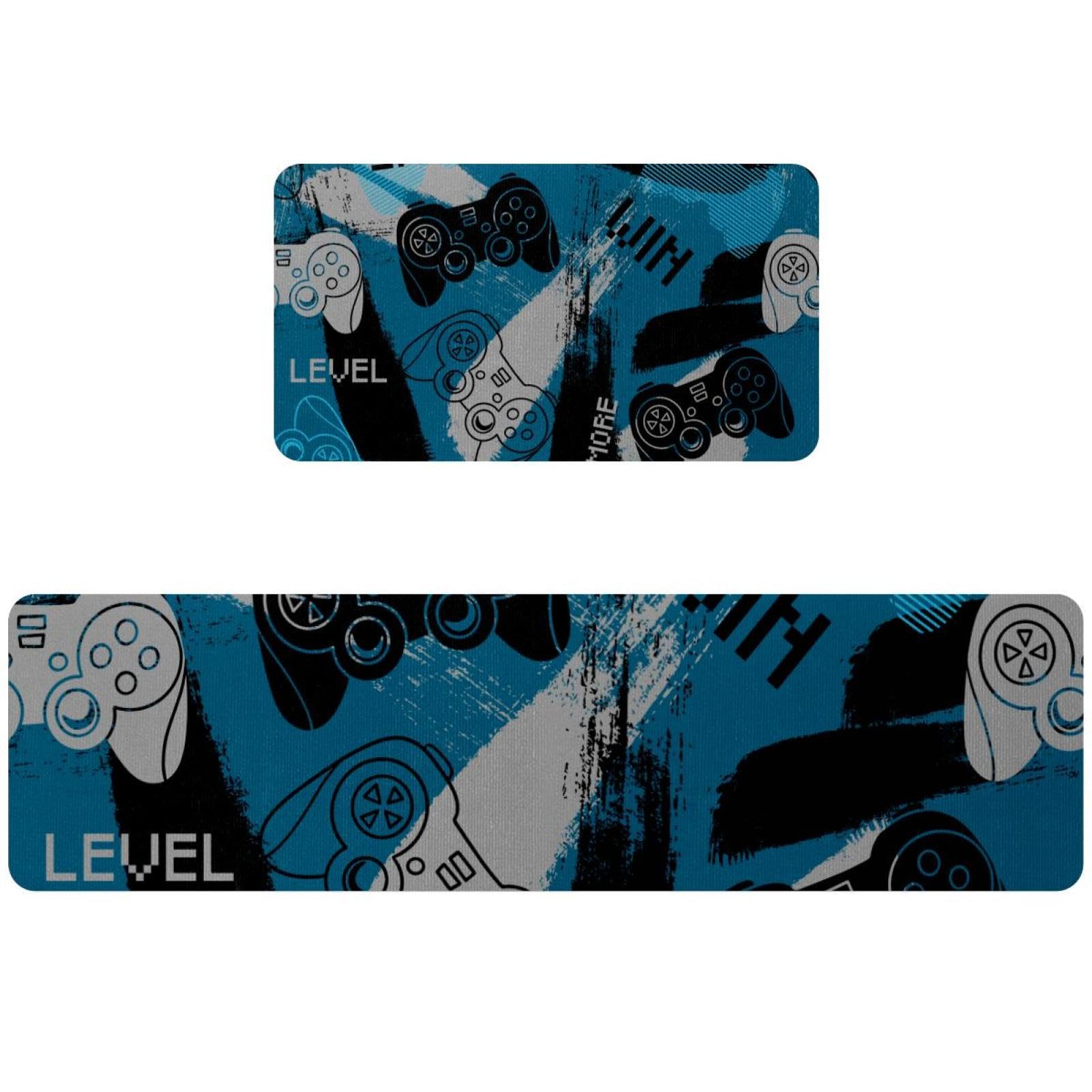 Tapis de cuisine antidérapant lot de 2 bleu pour éviter les glissades et les taches