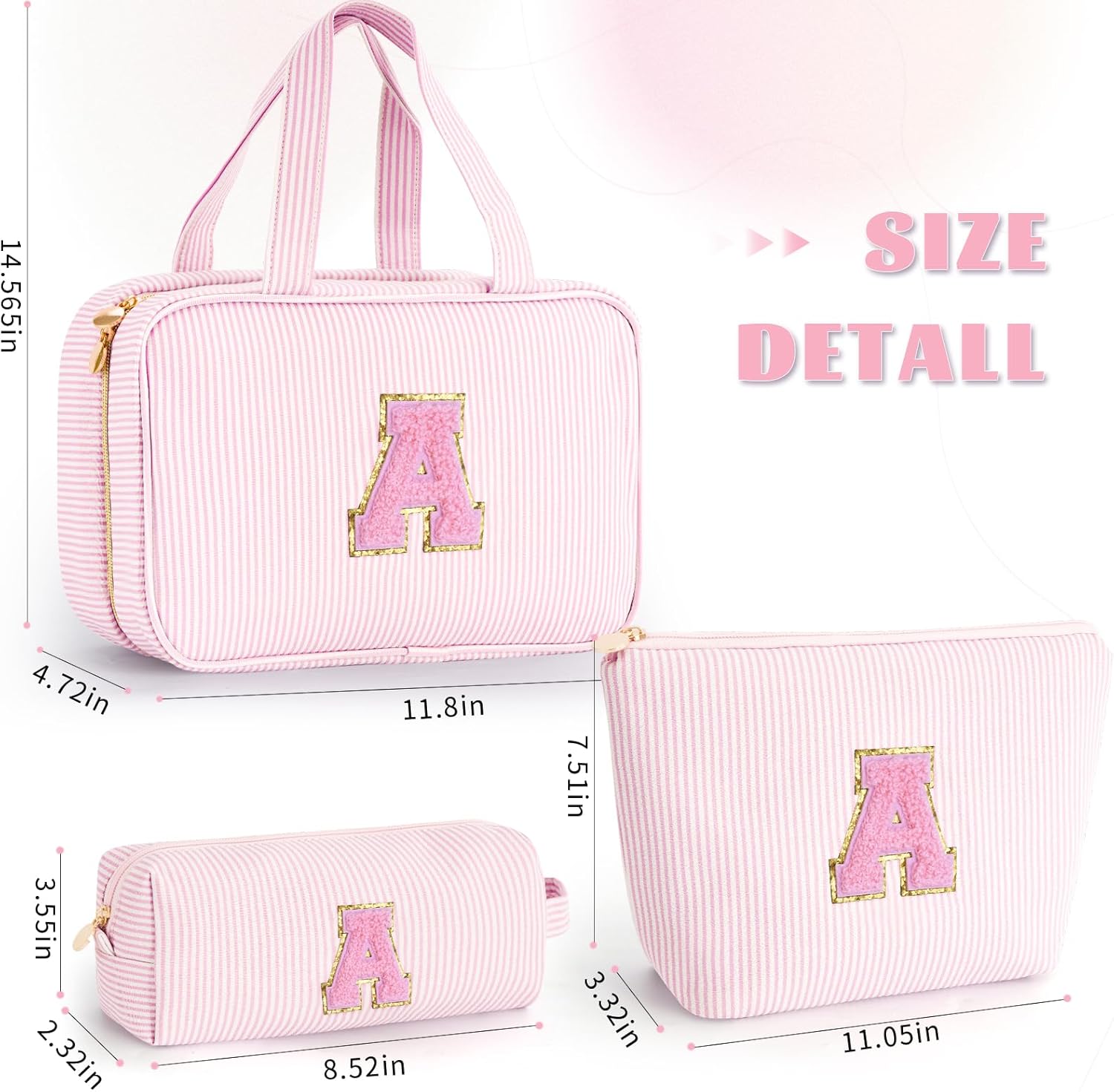 Gifts for Teen Girls Women - Toiletry Bag Initial Makeup Bag | Travel Cosmetic Bag | 8 9 10 11 12 13 14 15 16 Years Old Girl Gifts Trendy Stuff - Pink A