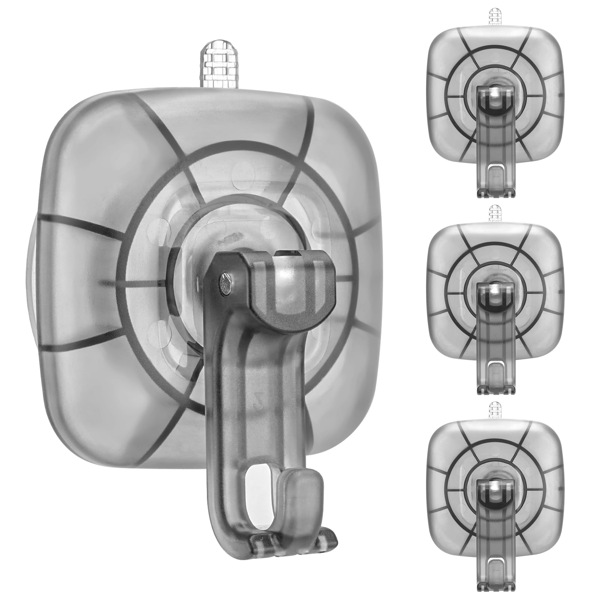 22 lb Heavy Duty Suction Cup Hooks 4 Pack - 360 Rotating Shower Hooks for Bathroom Wall Glass