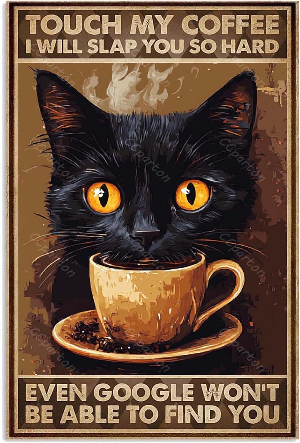 peiyeety Metal Tin Sign Touch My Coffee Quote Vintage Decorative Metal Wall Art Plaque for Home Living Room Bedroom Farmhouse Patio Rustic Wall Decor 12x16 Inch