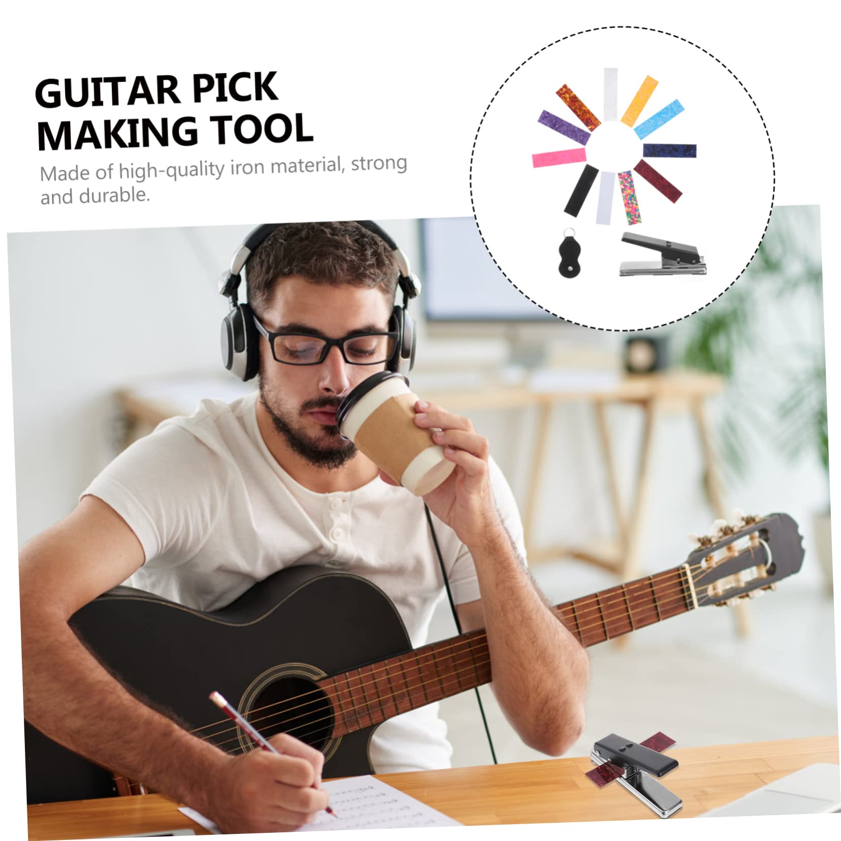 Gitarrenplektrum Stanze Satz 1 Satz aus Eisen und Celluloid | Einfach und Kreativ, Praktisch in Anwendung, Verschleißarm für Langes Nutzen Zufällige Farbe