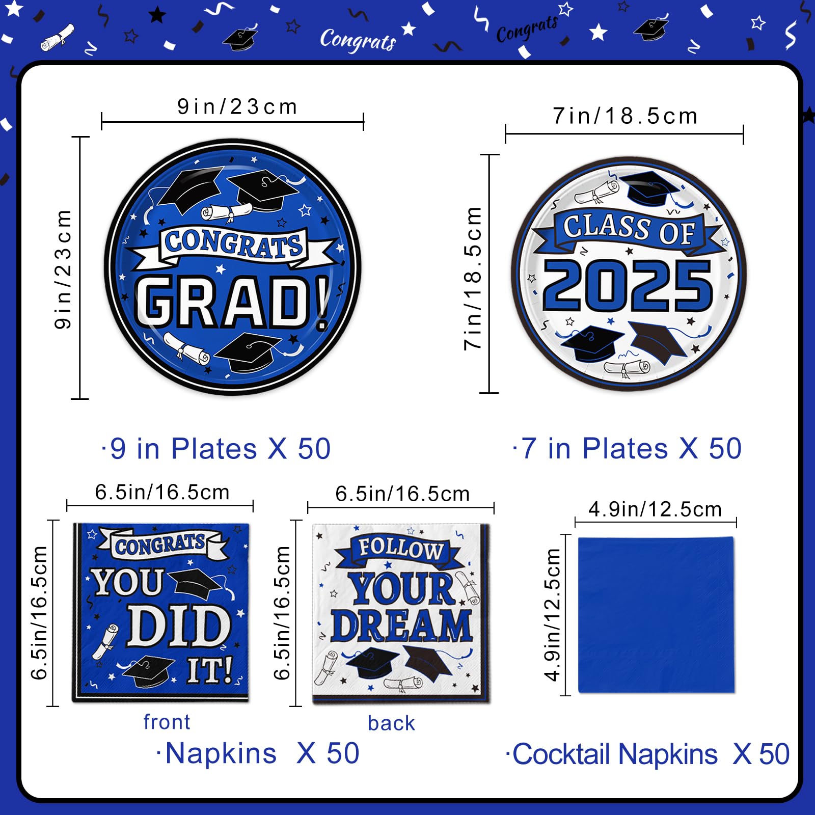Amscan Congrats Grad Paper Dessert Plates - 60 Count, Colorful Graduation Party Supplies - View #7