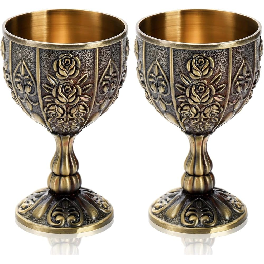 Vjsujehgy Handmade Goblet,Vintage Engraving Wine Cup, 3.4OZ Food Safe Sturdy Drinking Vessel Shot Glasses for Home Decor