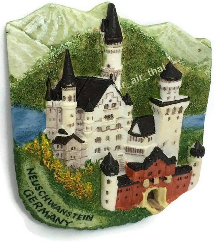 WitnyStore Tiny 2¼" Neuschwanstein Castle Bavaria Germany - Miniature Hand Made Resin 3D Europe Landmark Tourist Attractions Decorative Refrigerator Fridge Magnets Collectible Traveler Souvenir Gift